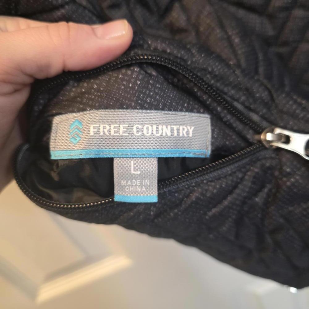 Free Country Quilted Black Reversible Sleeveless Vest with Zip Pockets- Large - Picture 5 of 7